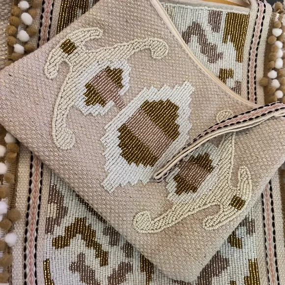 White And Gold Embellished Tote 3 PC Set - Picture 7 of 7